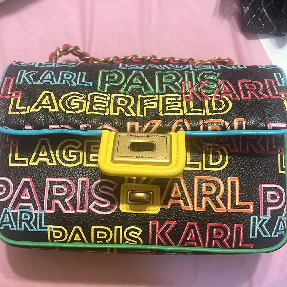 Karl Lagerfeld Shoulder Crossbody Purse Multi-Color Chain Strap